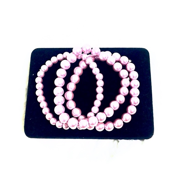 🆕3pc LUXE Stackable Faux Pink Pearl Bracelet Set
Handmade Power Stretch Layered - Picture 6 of 15
